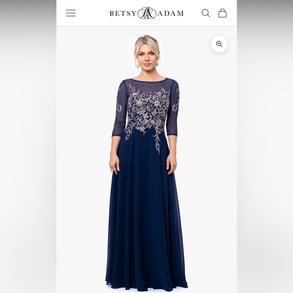 Betsy & Adam NWT “Brooklyn” Long Embroidery Dress -